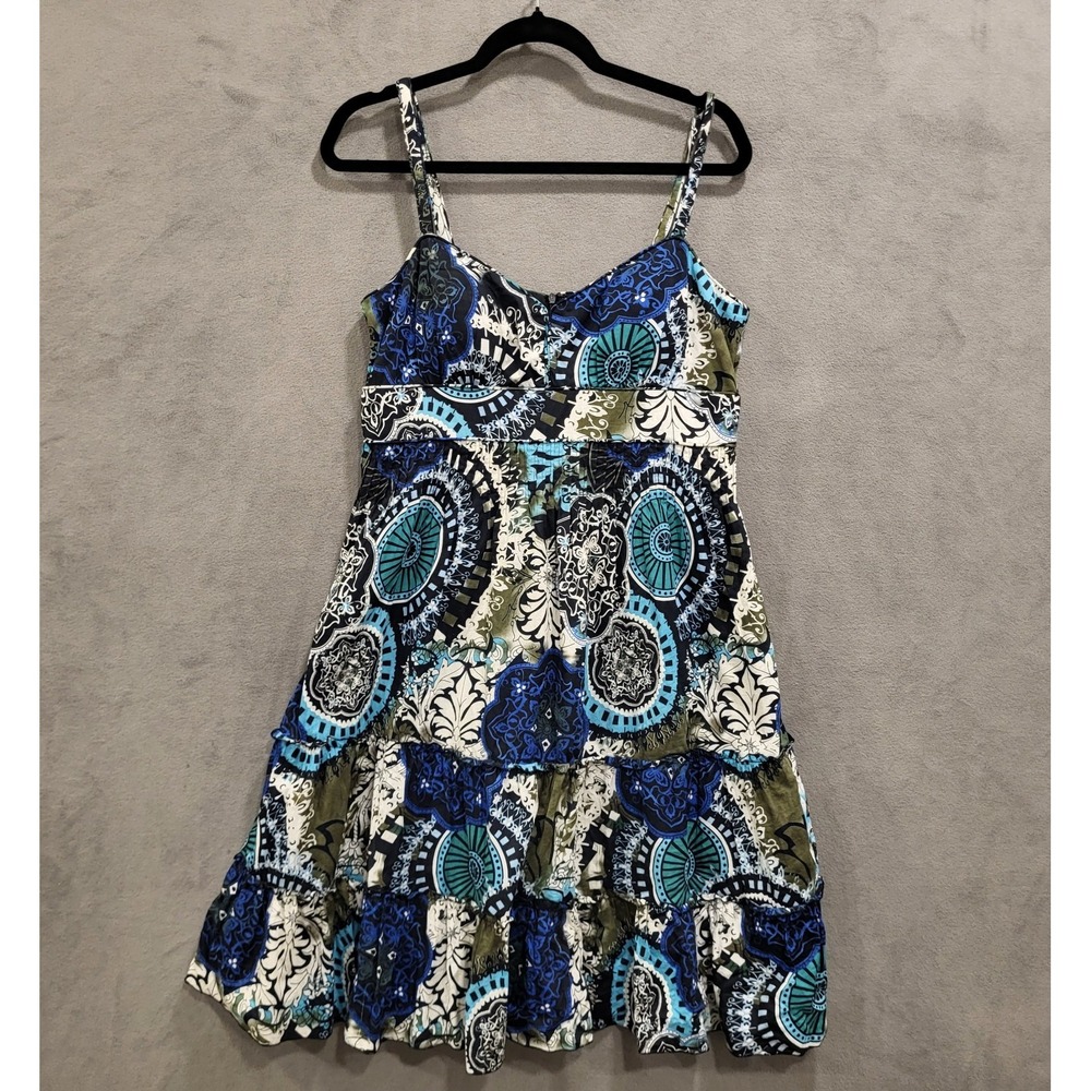 Spense Fit & Flare‎ Dress Women's Size 10 Sleeveless Pleated Tiered Ruffle Beach